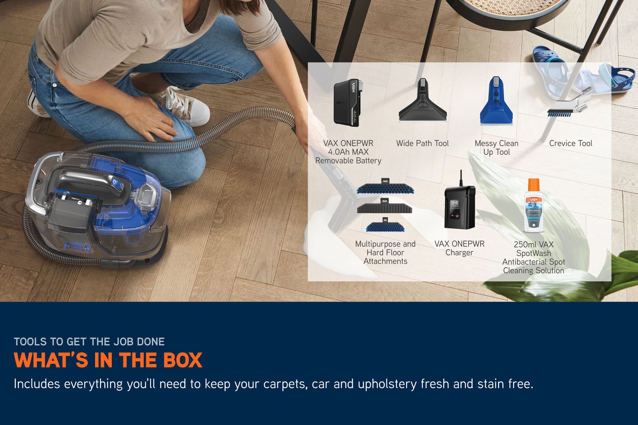 VAX SpotWash Home Cordless + Battery & Charger + Solution Bundle