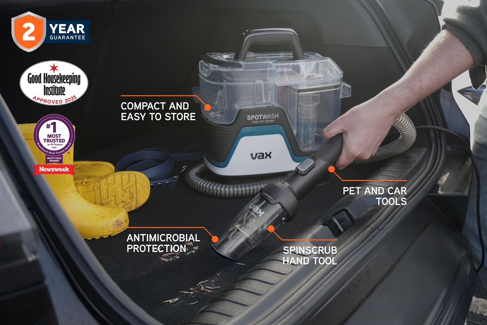 VAX SpotWash Home Pet-Design + Car Cleaning Kit + Solution Bundle