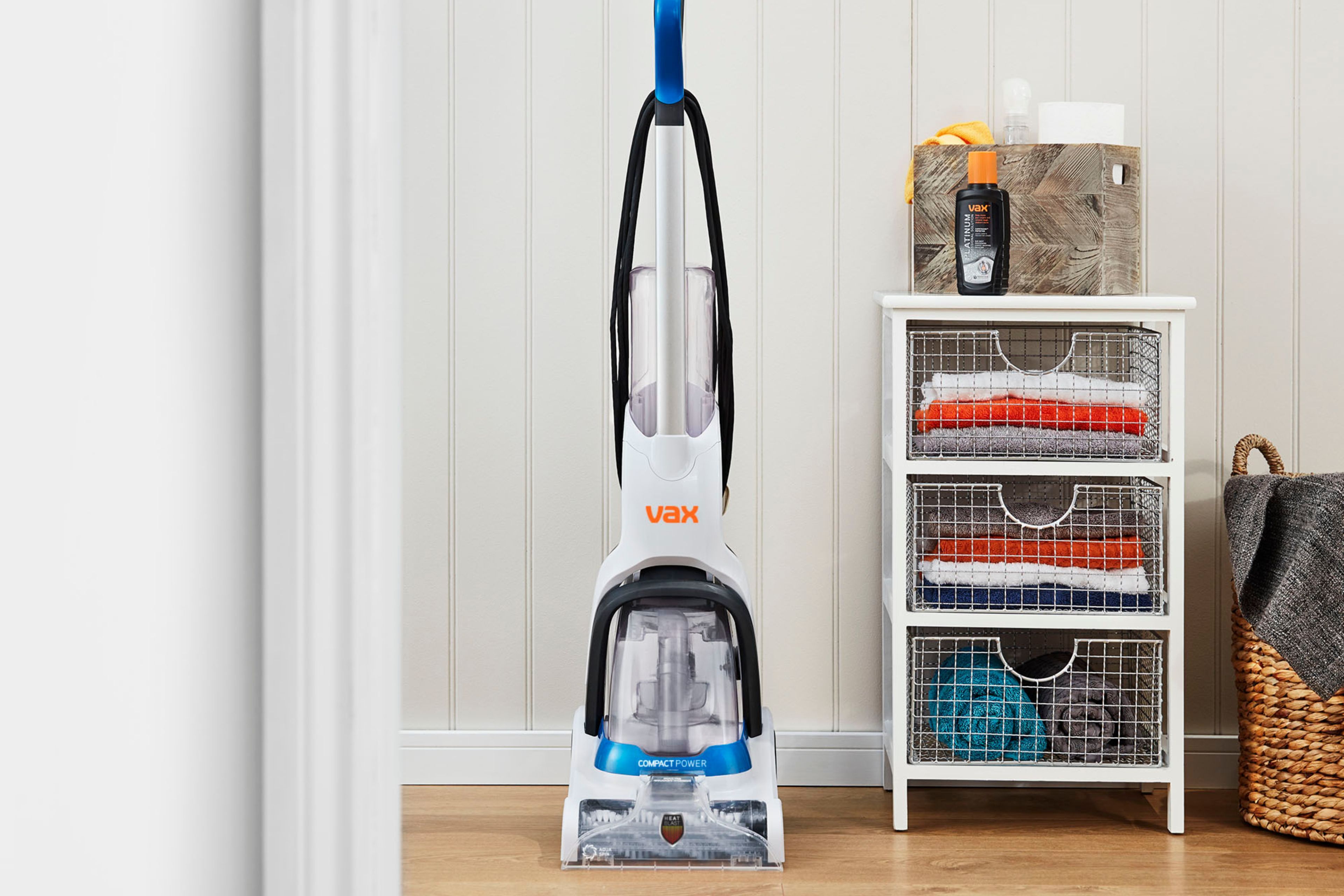 VAX Compact Power Carpet Cleaner being easily stored in small places