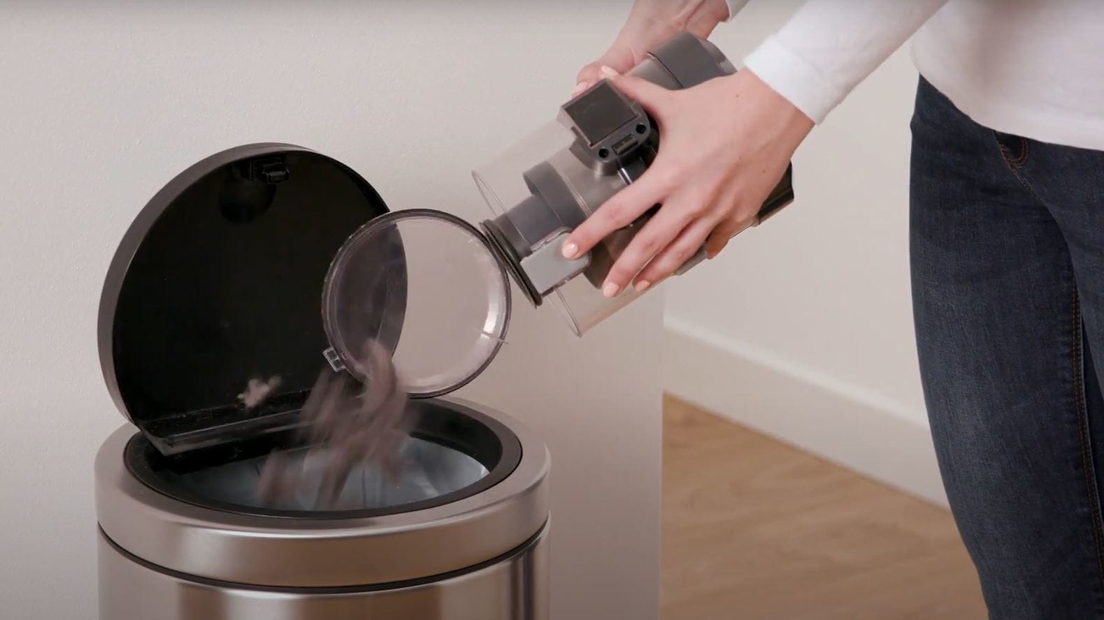 Empty dirt container over bin