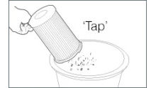 Tap filter against bin
