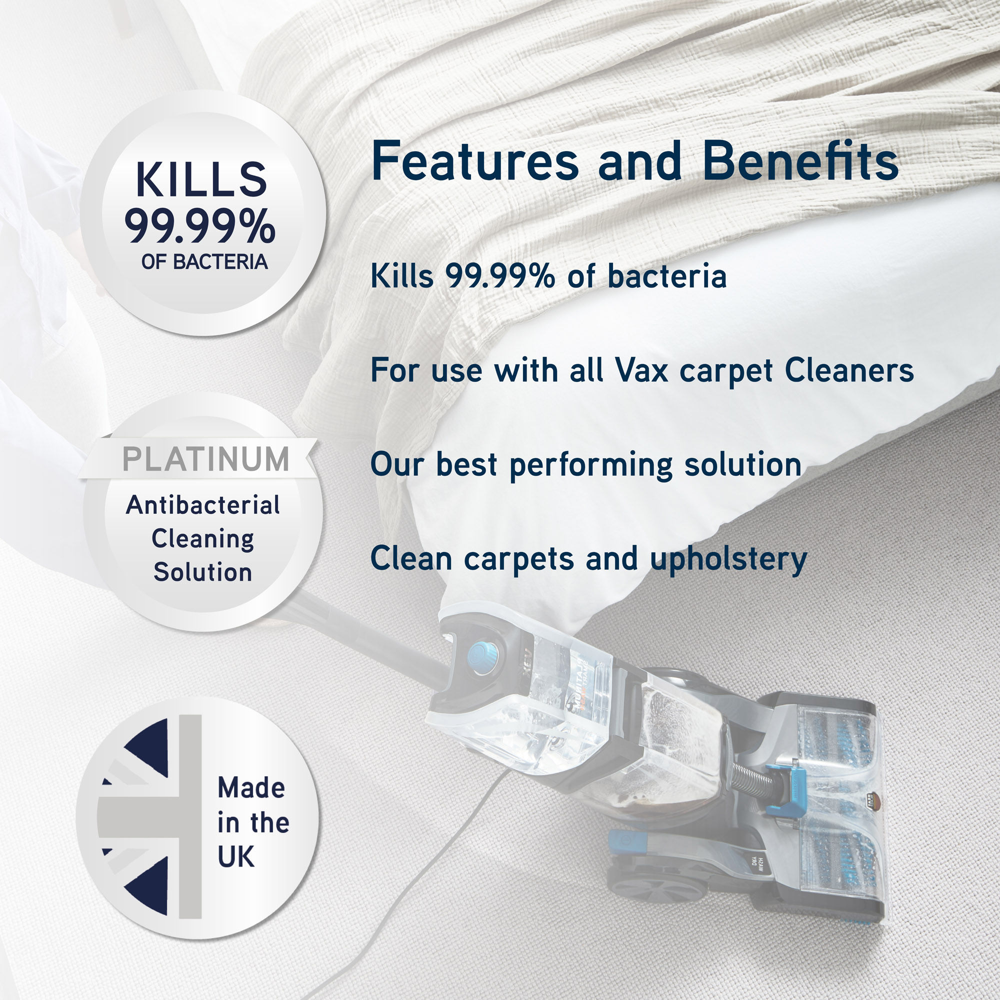 VAX Platinum Antibacterial Carpet Cleaning Solution 4L