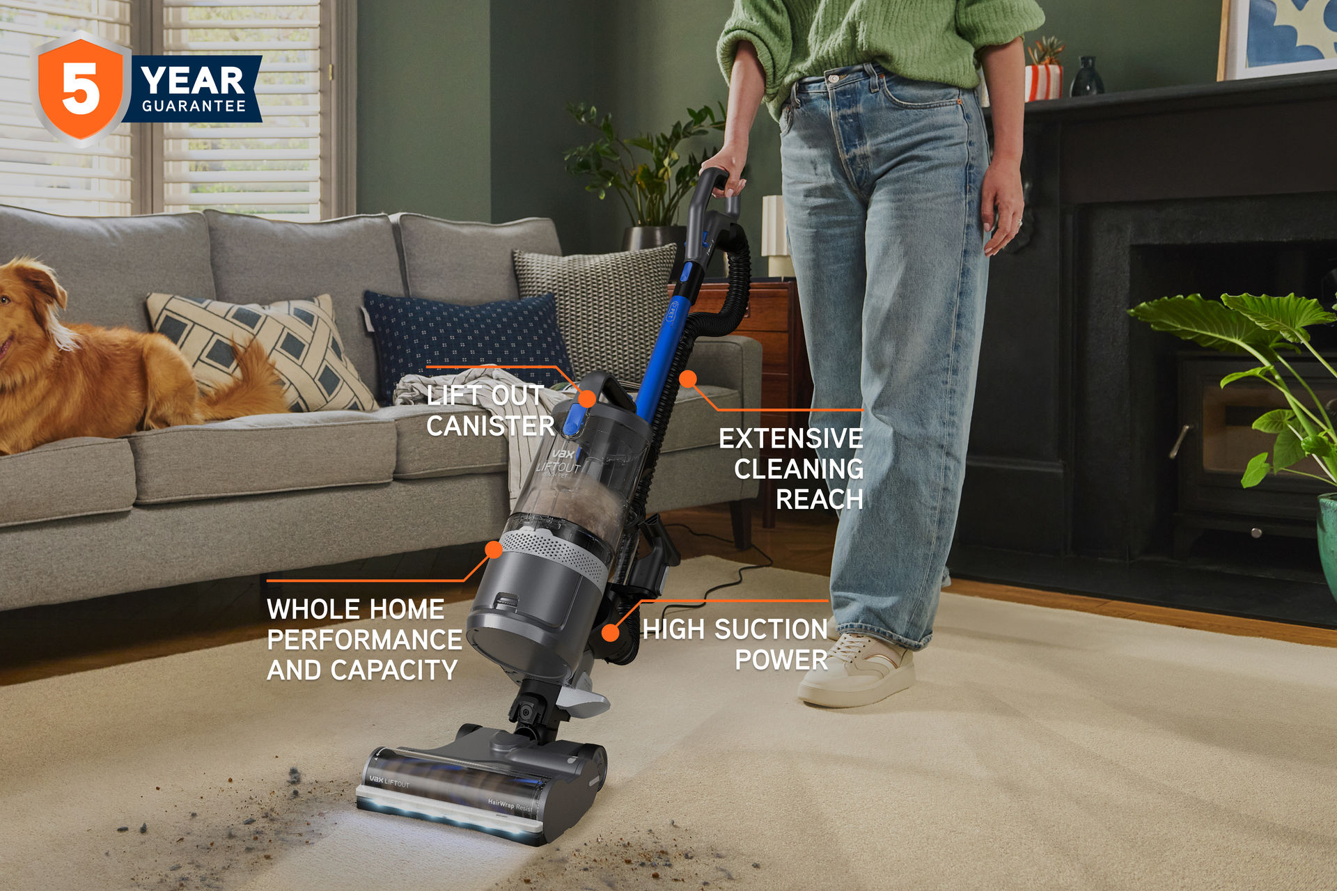 VAX LiftOut Reach Pet Upright Corded Vacuum Cleaner